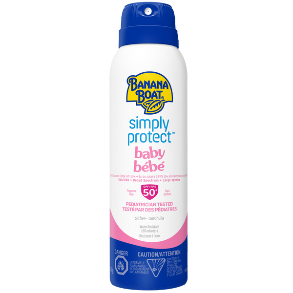 Écran solaire Simply ProtectMC à FPS 50+ pour bébés en vaporisateur de Banana BoatMD